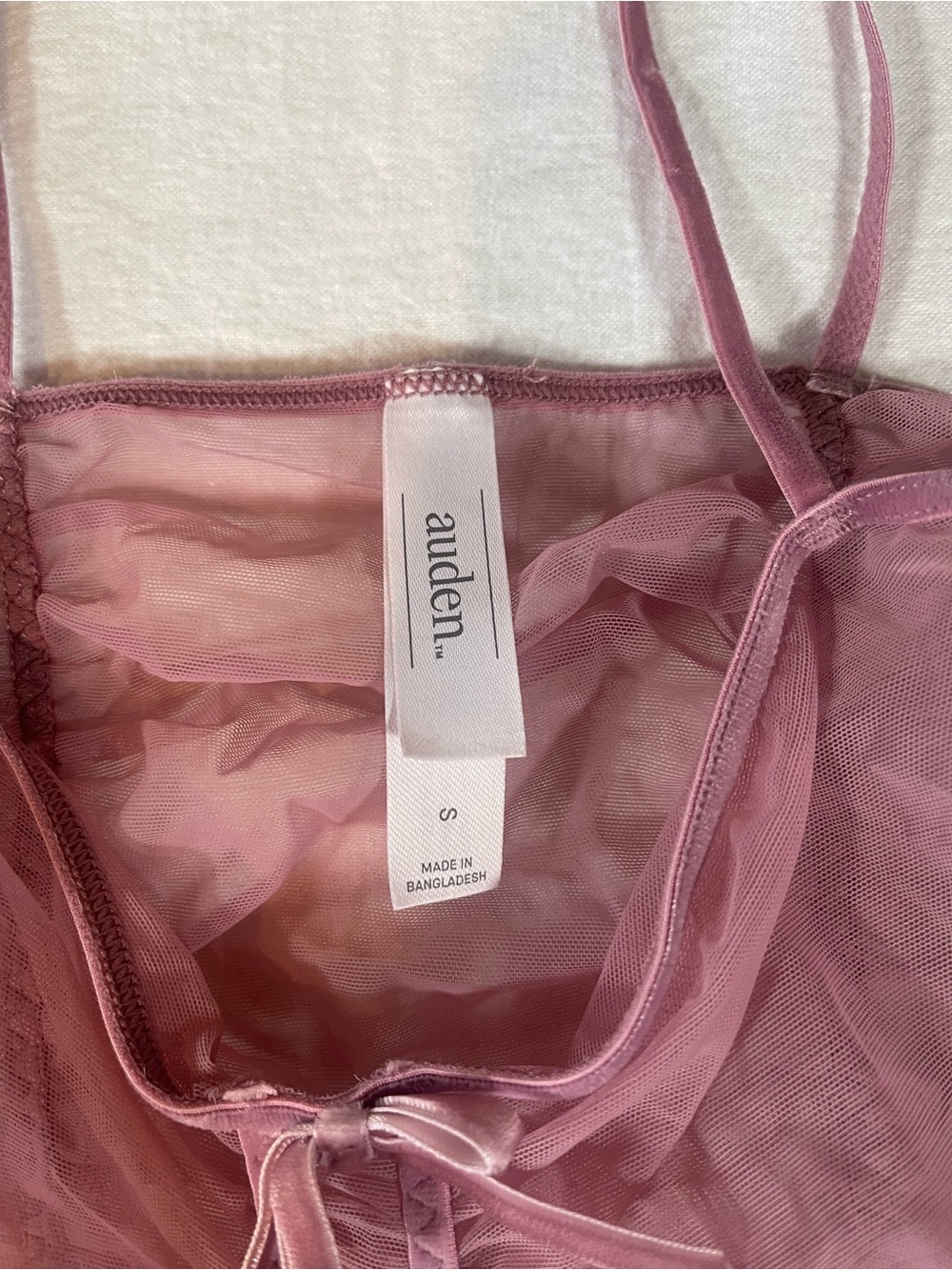 Auden Women’s Sheer Ruched Spaghetti Strap Chemise Sleepwear Mauve Size S -NWT - Picture 4 of 9